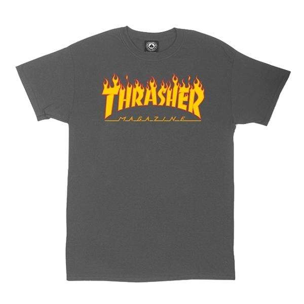 Thrasher Tshirt T-shirt a manica corta da uomo Flame Charcoal Downtown
