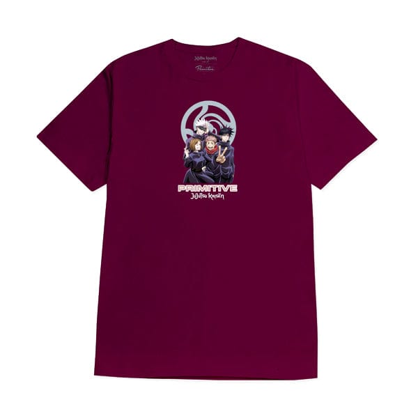 Primitive Skateboards T-shirt da uomo T-shirt a manica corta da uomo Jujutsu United Burgundy