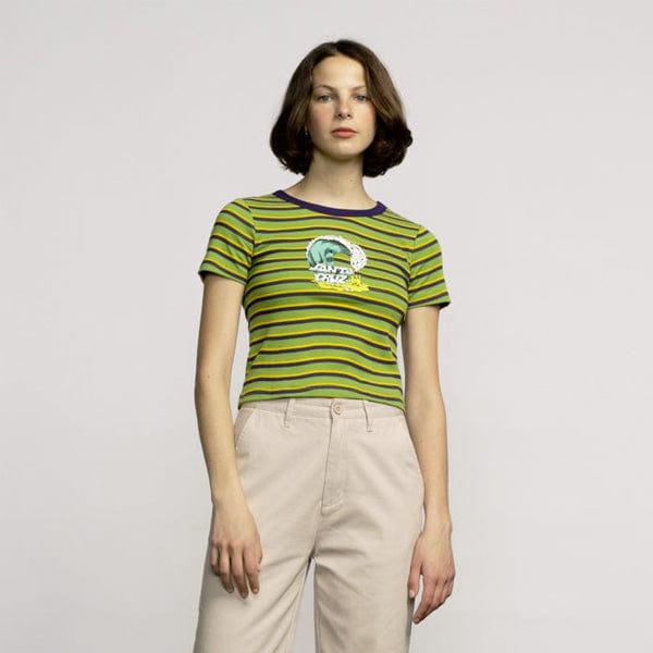 Santa Cruz Skateboards T-shirt T-shirt a manica corta da donna Onshore Apple Wave Stripe