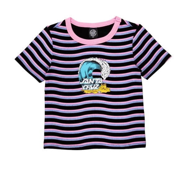Santa Cruz Skateboards T-shirt T-shirt a manica corta da donna Onshore Black Wave Stripe