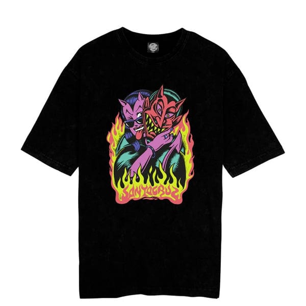 Santa Cruz Skateboards T-shirt T-shirt a manica corta da uomo Delfino Devil Front Oversized Black
