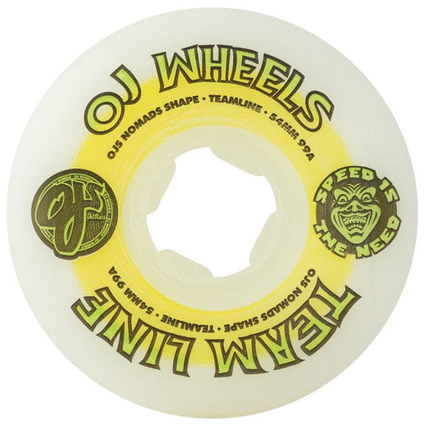 OJ Wheels Ruote skateboard Ruote skate Team Line Original Hardline White Yellow 99A 54mm Downtown