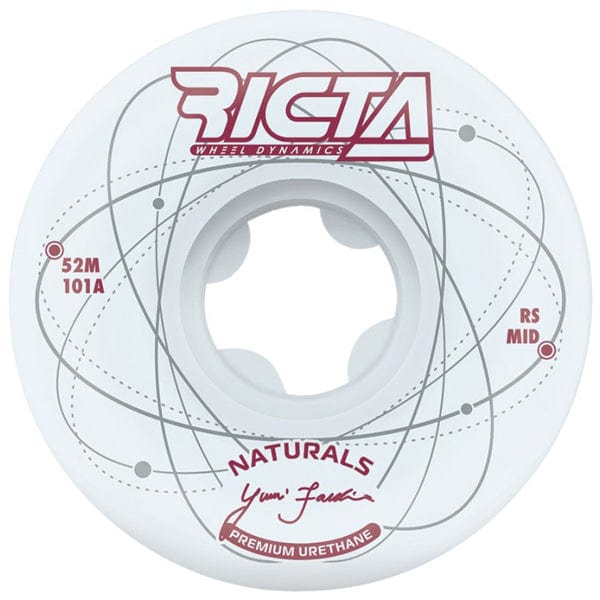 Ricta Wheels Ruote skateboard Ruote skate Yuri Facchini Orbital Naturals White Red Mid 101A 52mm Downtown