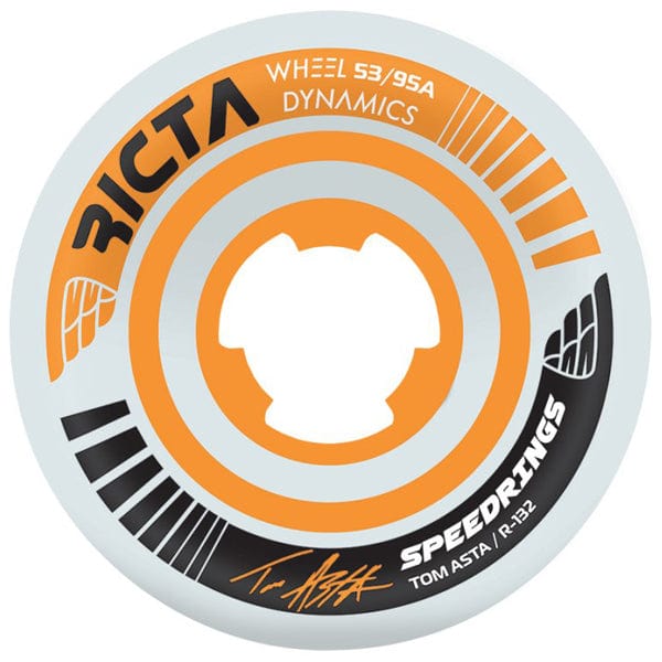 Ricta Wheels Ruote skateboard Ruote skate Tom Asta Speedrings Clear Orange Slim 95A 53mm Downtown