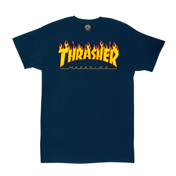 Thrasher Tshirt T-shirt a manica corta da uomo Flame Navy Downtown