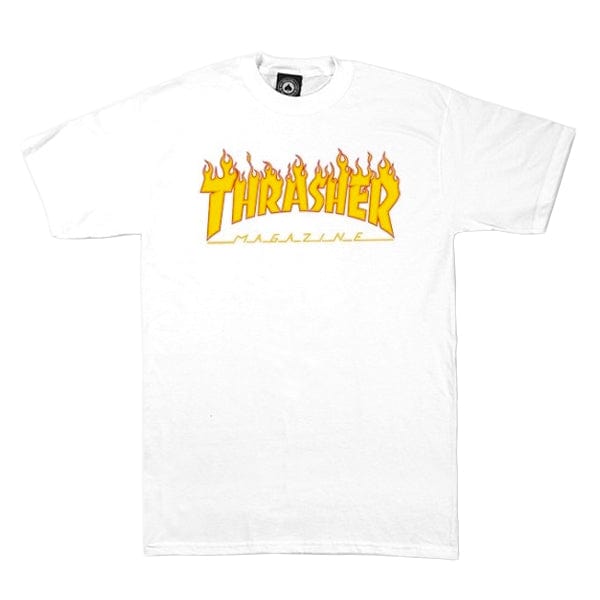 Thrasher Tshirt T-shirt a manica corta da uomo Flame White Downtown