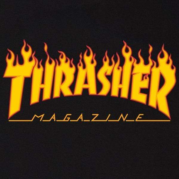 Thrasher Tshirt T-shirt a manica corta da uomo Flame Black Downtown