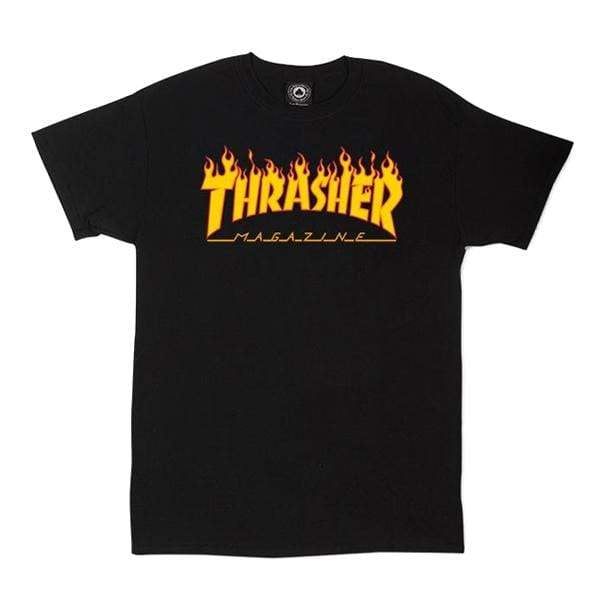 Thrasher Tshirt T-shirt a manica corta da uomo Flame Black Downtown